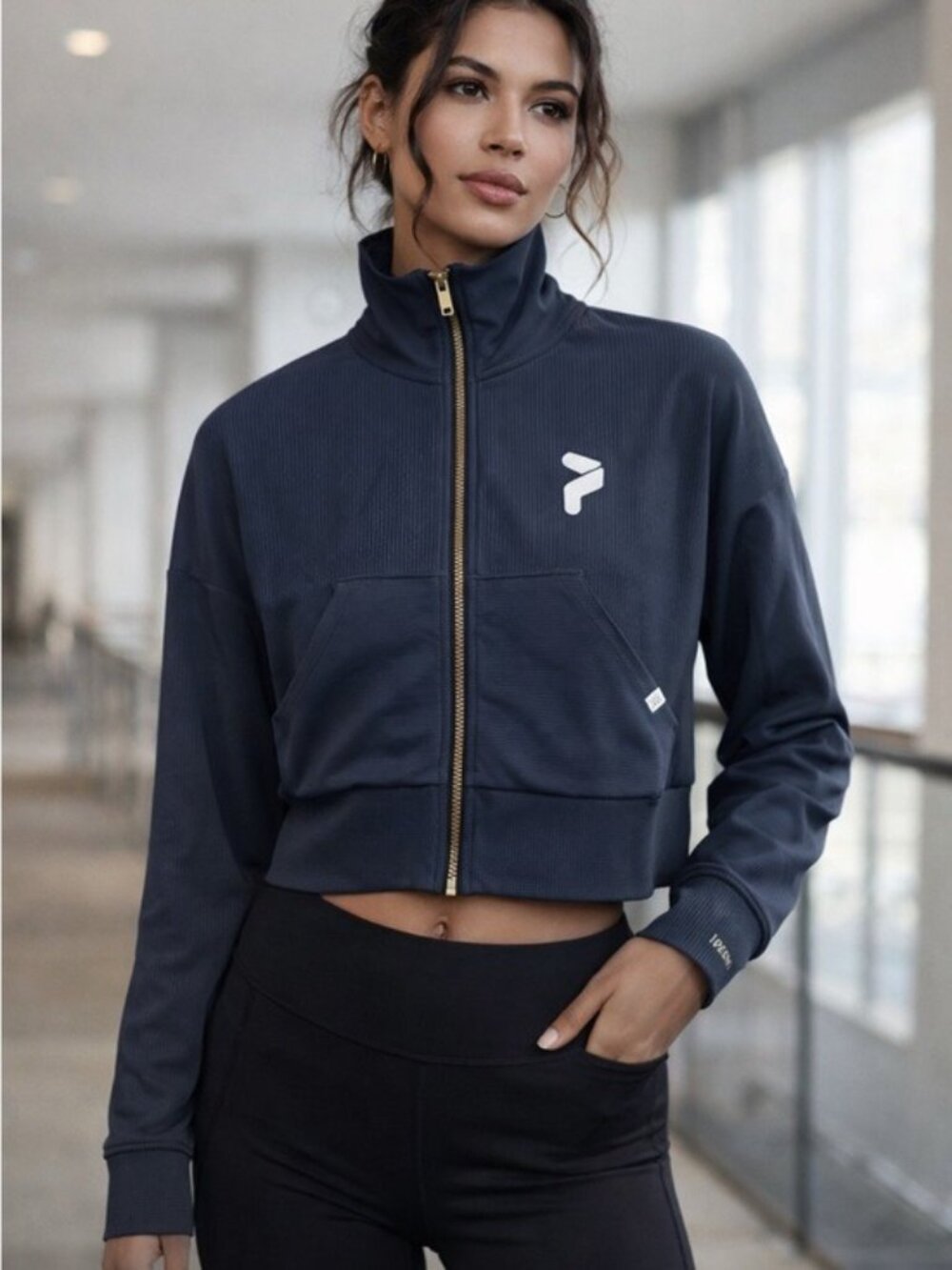 Rhone Cropped Zip Jacket Limited Pixability Edition Blue M Athleisure Streetwear